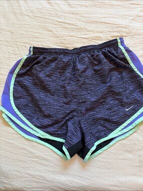 Nike Women's Navy Heather Athletic Shorts with Mint and Purple Trim